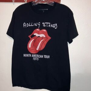 The Rolling Stones Black‎ Cotton T-Shirt North American Tour 1975